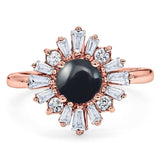 Art Deco Round Natural Stone Cocktail Ring