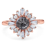 Art Deco Round Natural Stone Cocktail Ring