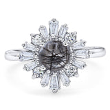 Art Deco Round Natural Stone Cocktail Ring