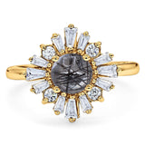 Art Deco Round Natural Stone Cocktail Ring