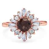 Art Deco Round Natural Stone Cocktail Ring