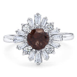 Art Deco Round Natural Stone Cocktail Ring