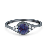Art Deco Round Natural Stone Wedding Ring