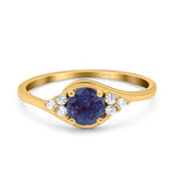 Art Deco Round Natural Stone Wedding Ring