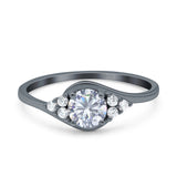 Art Deco Round Natural Stone Wedding Ring