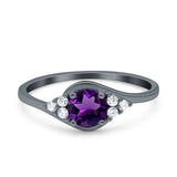 Art Deco Round Natural Stone Wedding Ring