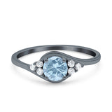 Art Deco Round Natural Stone Wedding Ring