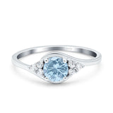 Vintage Style Round Natural Aquamarine Wedding Ring 925 Sterling Silver