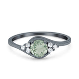 Art Deco Round Natural Stone Wedding Ring