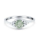 Art Deco Round Natural Stone Wedding Ring