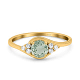 Art Deco Round Natural Stone Wedding Ring