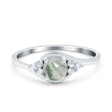 Art Deco Round Natural Stone Wedding Ring