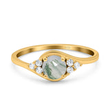 Art Deco Round Natural Stone Wedding Ring