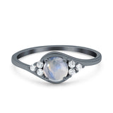 Art Deco Round Natural Stone Wedding Ring