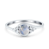 Vintage Style Round Natural Moonstone Wedding Ring 925 Sterling Silver