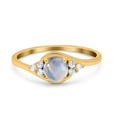 Art Deco Round Natural Stone Wedding Ring