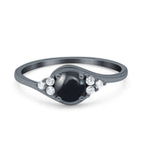 Art Deco Round Natural Stone Wedding Ring