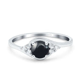 Art Deco Round Natural Stone Wedding Ring