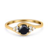 Art Deco Round Natural Stone Wedding Ring