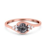 Art Deco Round Natural Stone Wedding Ring