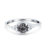 Art Deco Round Natural Stone Wedding Ring