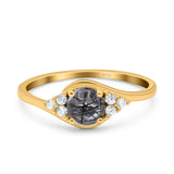 Art Deco Round Natural Stone Wedding Ring