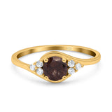 Art Deco Round Natural Stone Wedding Ring