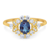 Art Deco Oval Natural Stone Flower Ring