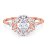 Art Deco Oval Natural Stone Flower Ring