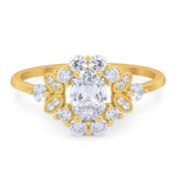 Art Deco Oval Natural Stone Flower Ring