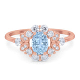 Art Deco Oval Natural Stone Flower Ring