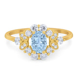 Art Deco Oval Natural Stone Flower Ring