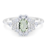 Art Deco Oval Natural Stone Flower Ring