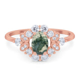 Art Deco Oval Natural Stone Flower Ring