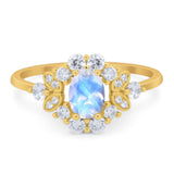 Art Deco Oval Natural Stone Flower Ring