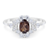 Art Deco Oval Natural Stone Flower Ring