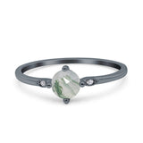 Art Deco Round Natural Stone Wedding Ring