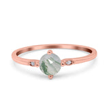 Art Deco Round Natural Stone Wedding Ring