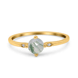 Art Deco Round Natural Stone Wedding Ring