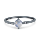 Art Deco Round Natural Stone Wedding Ring