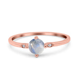 Art Deco Round Natural Stone Wedding Ring