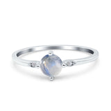 Art Deco Round Natural Stone Wedding Ring