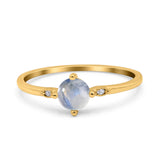 Art Deco Round Natural Stone Wedding Ring