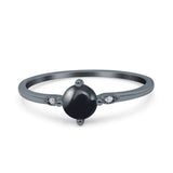 Art Deco Round Natural Stone Wedding Ring