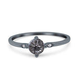 Art Deco Round Natural Stone Wedding Ring