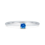 Art Deco Round Blue Topaz CZ Solitaire Ring 925 Sterling Silver
