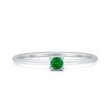 Art Deco Round Green Emerald CZ Solitaire Ring 925 Sterling Silver