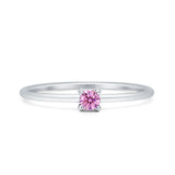 Art Deco Round Pink CZ Solitaire Ring 925 Sterling Silver