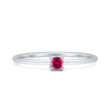 Art Deco Round Ruby CZ Solitaire Ring 925 Sterling Silver