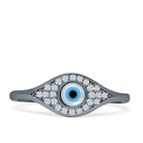 Marquise Style 7mm Evil Eye Cubic Zirconia Cluster Ring 925 Sterling Silver